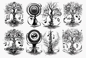 music speaker note tree staff tattoo idea