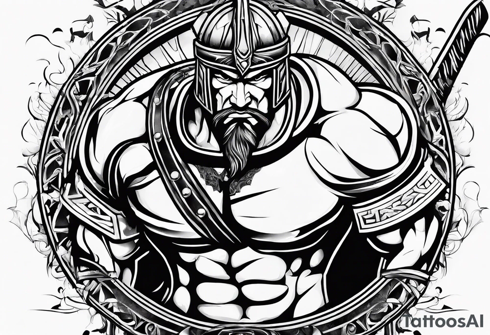 Ripped angry gladiator tattoo idea