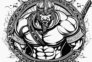 Ripped angry gladiator tattoo idea