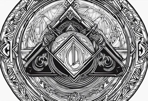 Valhalla stairs sword shield axe Valknut tattoo idea