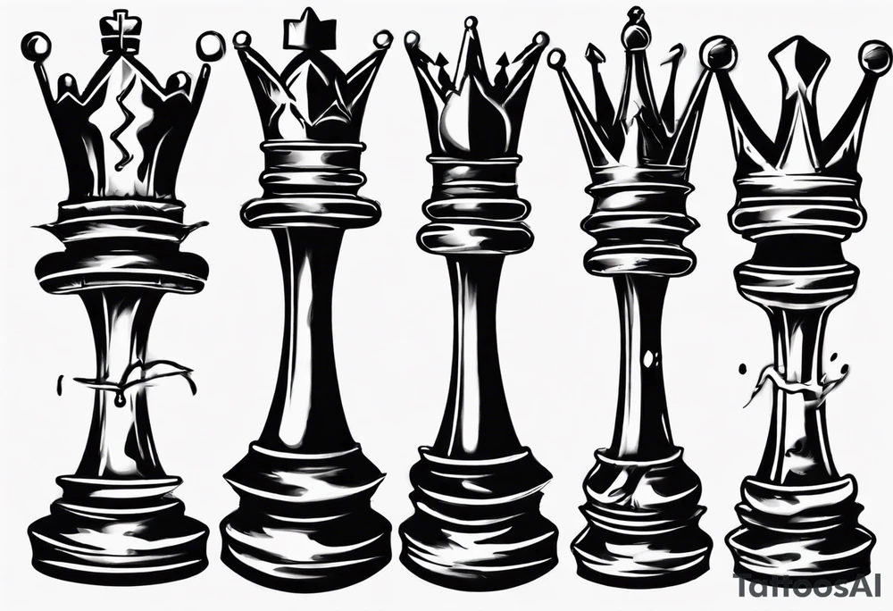 king chess with tear and wear from life tattoo idea