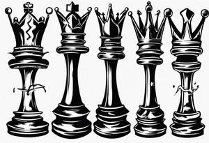 king chess with tear and wear from life tattoo idea