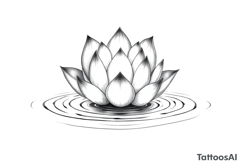 serene lotus flower emerging from sacred waters with ripples tattoo idea