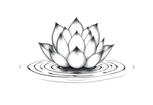 serene lotus flower emerging from sacred waters with ripples tattoo idea