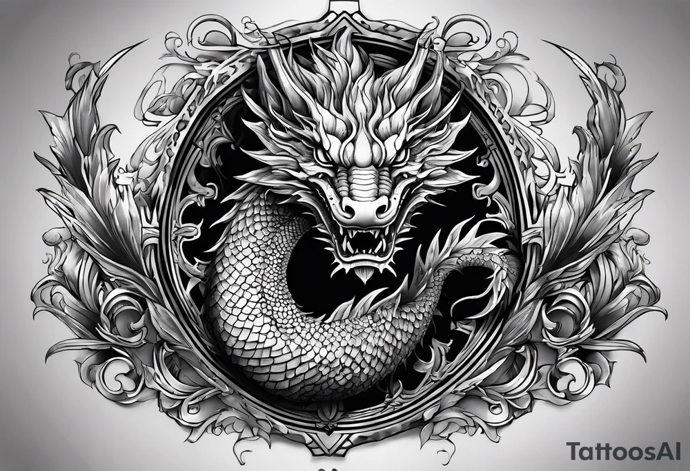 Drache mit ganzen Körper
Kopf ist unten der Körper schlängelt nach oben tattoo idea