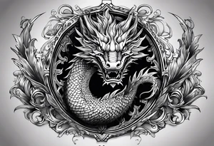 Drache mit ganzen Körper
Kopf ist unten der Körper schlängelt nach oben tattoo idea