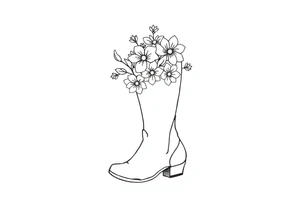 cow girl boot with flowers coming out of it tattoo idea