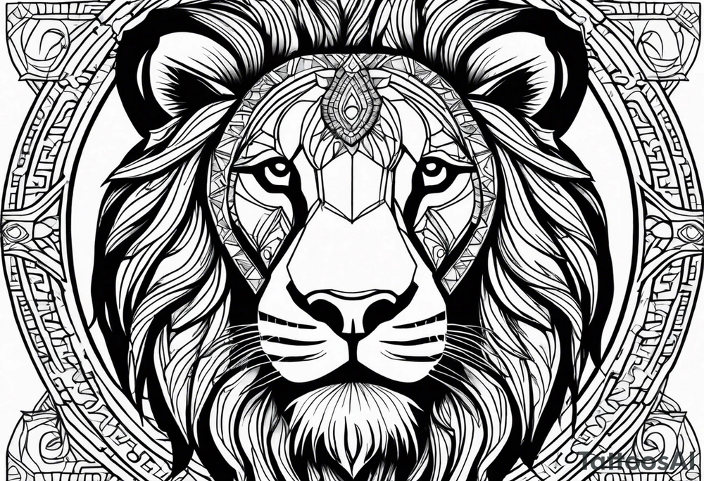 lion, african, roaring, symmetrically, chest tattoo tattoo idea