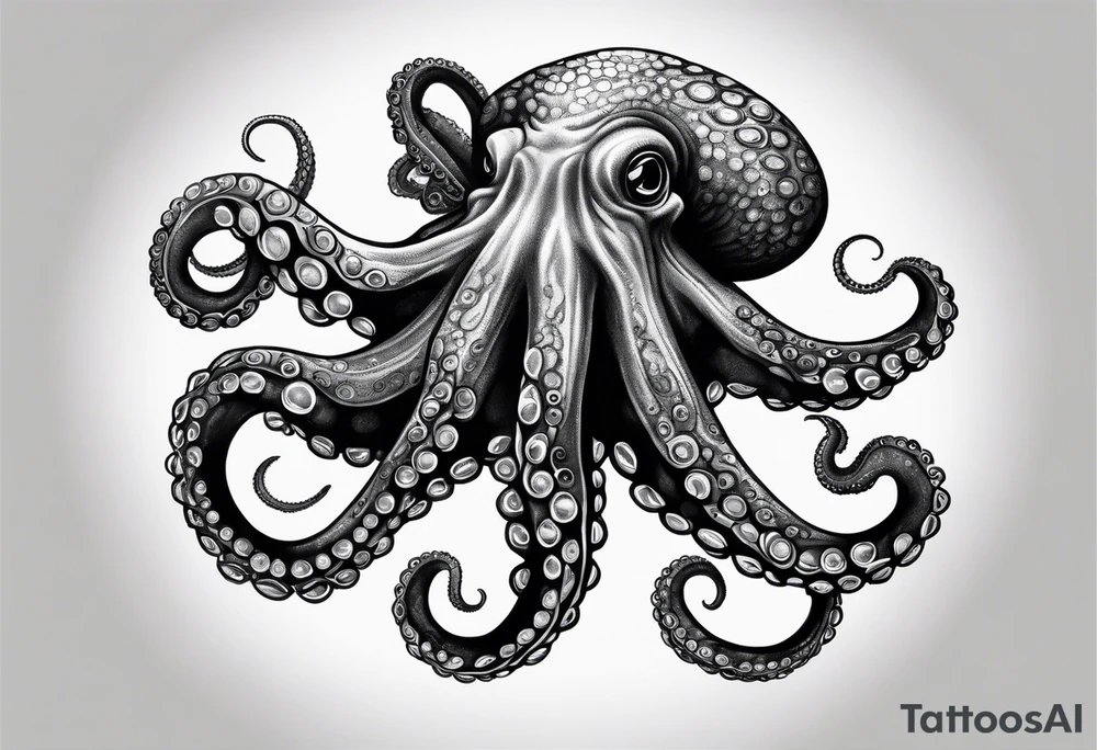 Large blue ring octopus tattoo idea