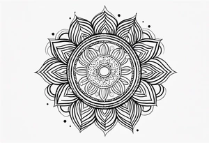 simple sunshine made of black dots with circles. mandala vibe without being a mandala tattoo idea