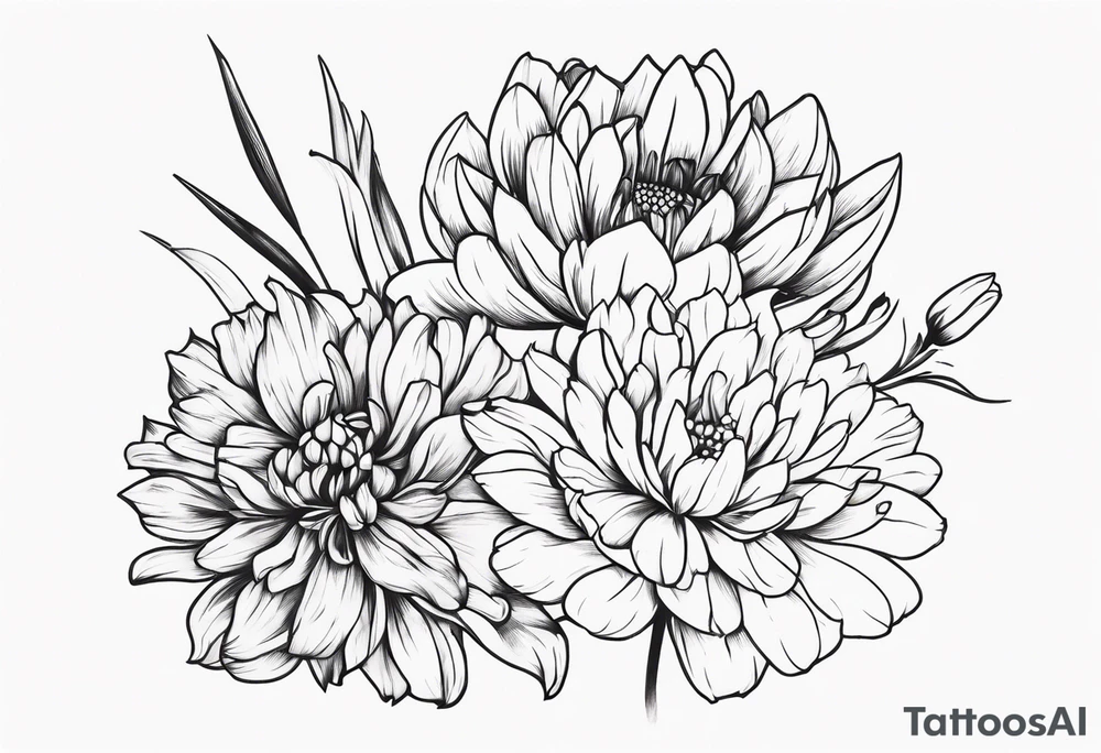 chrysanthemum and gladiolus tattoo idea