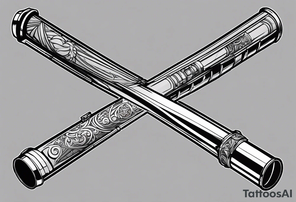 Two lightsaber hilts overlapped as an "X" with the initials A, J, L and N surrounding the empty spaces. tattoo idea