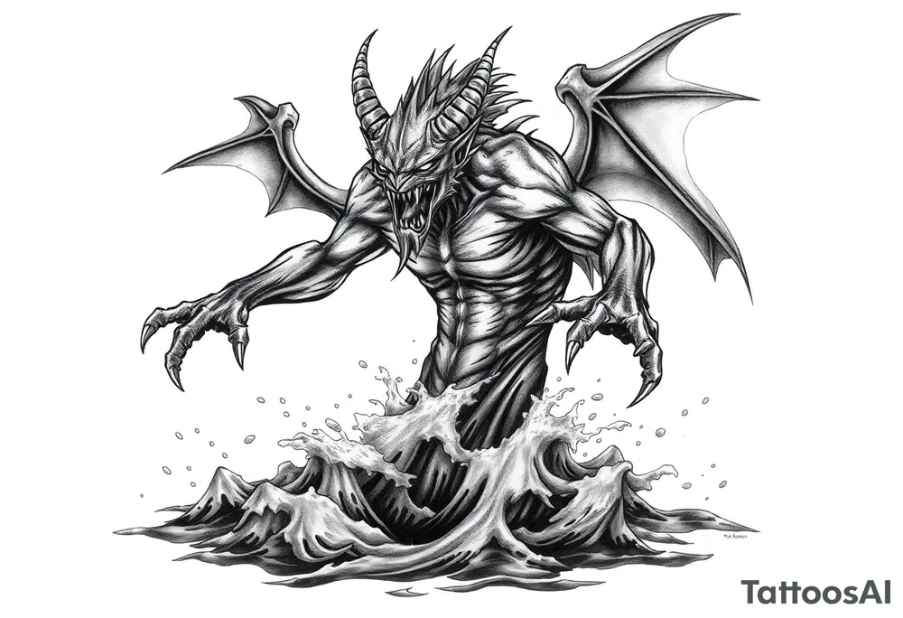 water-demon rise up out of the river. tattoo idea