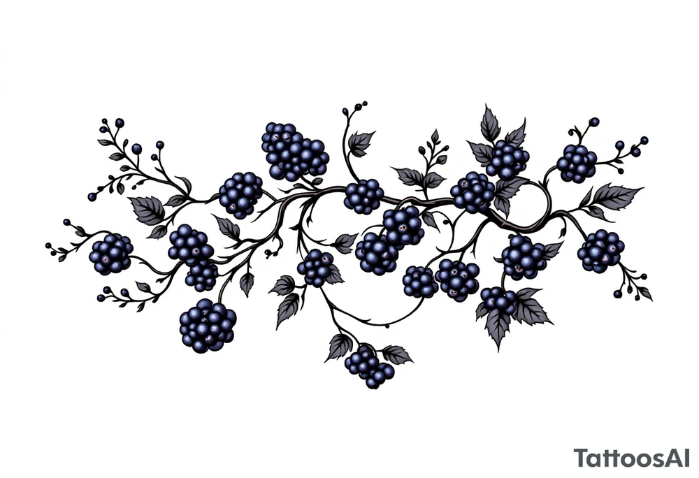 American traditional style Blackberry vine in a line tattoo idea