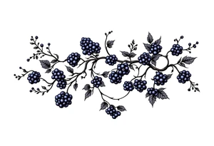 American traditional style Blackberry vine in a line tattoo idea