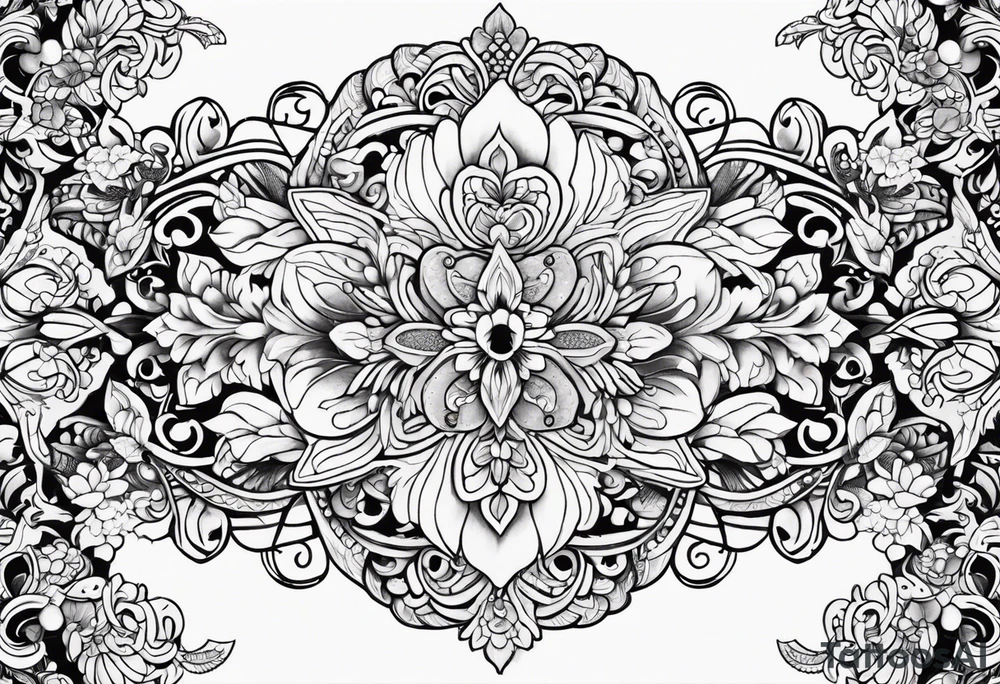 ornate vertical floral sternum tattoo tattoo idea