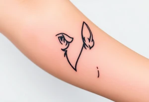 outline of pitbull ears, next to the outline of austrailian cattle dog ears, as they look off into the sunset tattoo idea