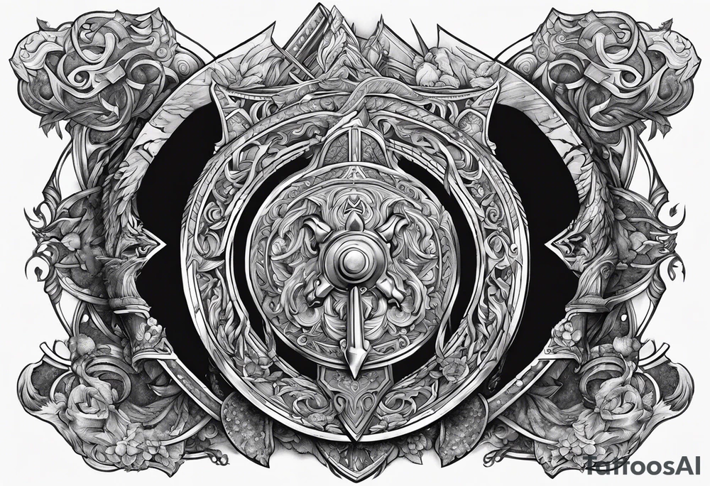 Valhalla shield sword  axe stairs tattoo idea