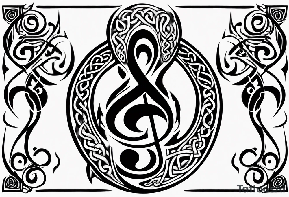 celtic an maori fusion design with a treble clef. tattoo idea