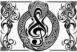 celtic an maori fusion design with a treble clef. tattoo idea