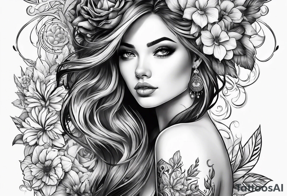 Girl with big giant boobs tattoo idea