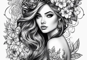 Girl with big giant boobs tattoo idea