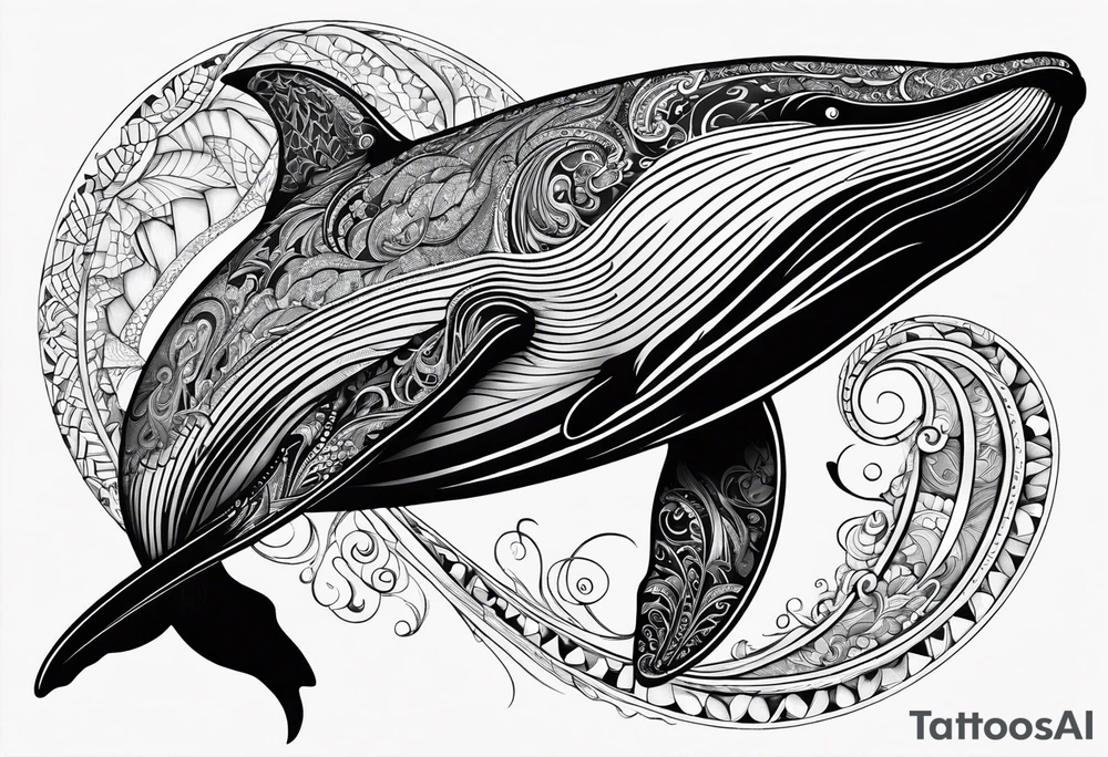 Backwards Breaching North Pacific humpback whale paisley tattoo idea