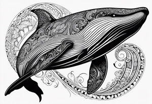 Backwards Breaching North Pacific humpback whale paisley tattoo idea