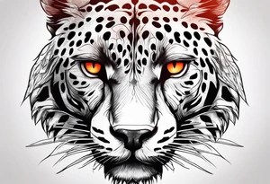 Facial of panther with red-orange eyes tattoo idea