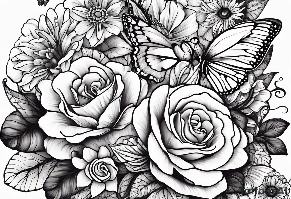 Must contain peace be still, flowers, butterflies, bold tattoo idea