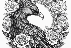 phoenix rising from roses and thorns tattoo idea