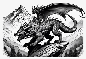 aztech dragon climbing mountain tattoo idea