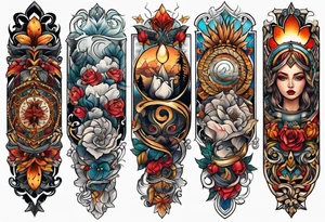 Traditional arm sleeve tattoo idea