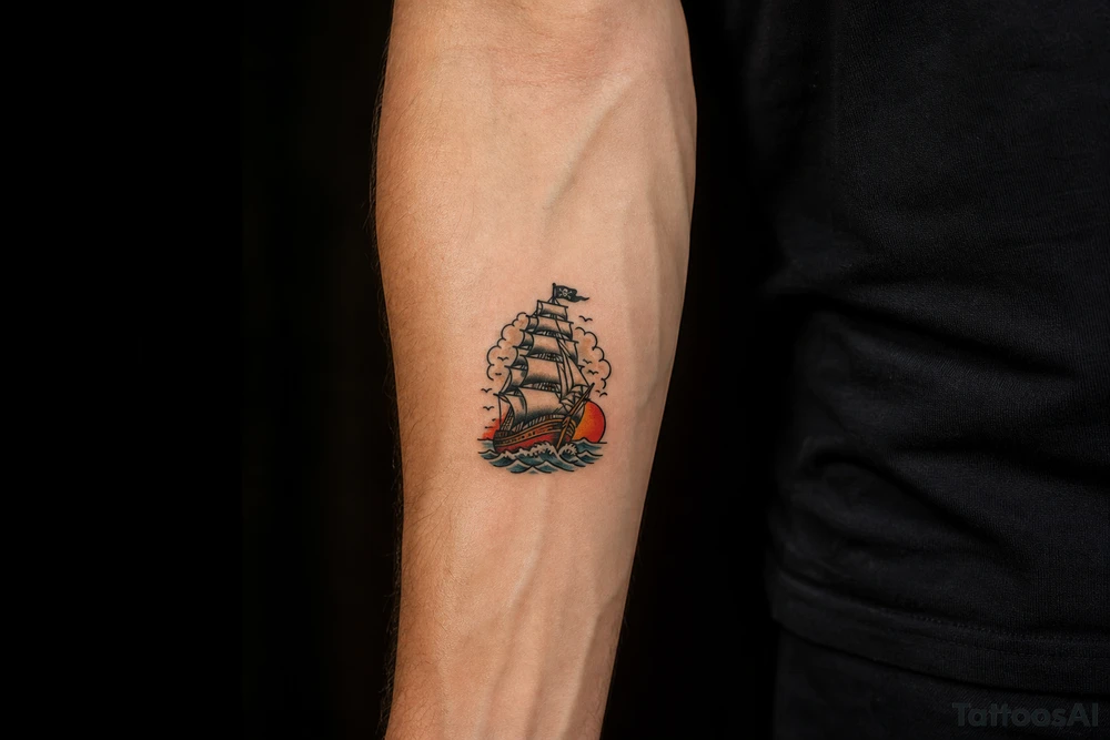 pirate ship tattoo idea