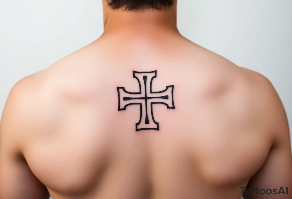 Maltese cross minimalist black-and-gray with subtle shading, giving it a clean and modern aesthetic tattoo idea