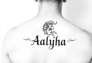 name is Aalyha, zodiac aquarius, white an black realistic thug tattoo idea