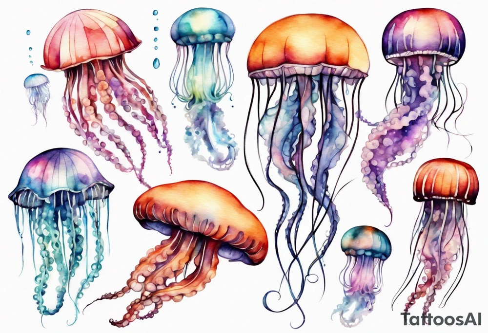 Jellyfish with super long tentacles tattoo idea