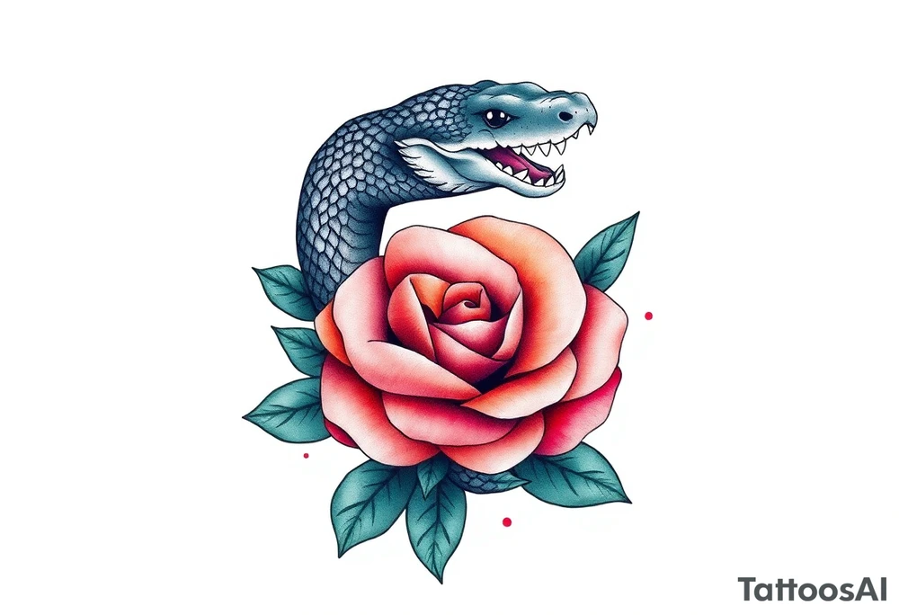 Snake wrapped around a rose tattoo idea