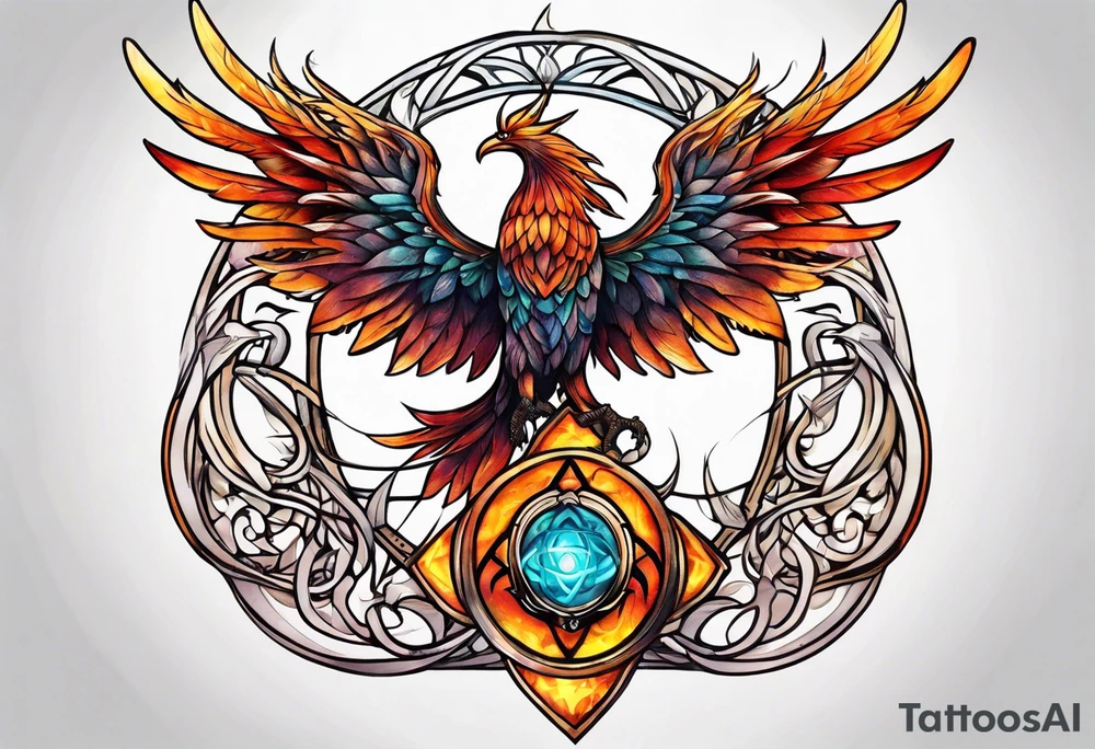 Phoenix in a triquetra tattoo idea