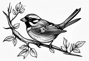 Sparrow taking off from breaking branch tattoo idea