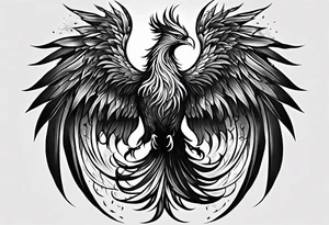 Powerful phoenix rising from the ashes of hell being its past of sin and addiction, being reborn. tattoo idea