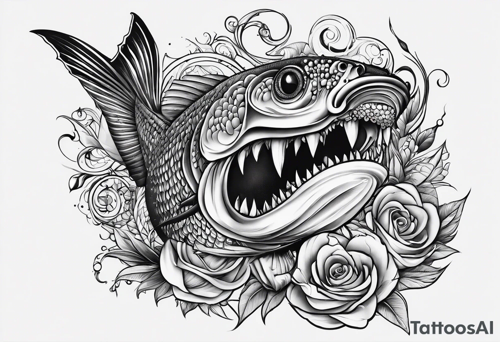 brochet saut bouche ouverte tattoo idea