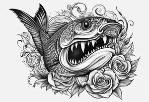 brochet saut bouche ouverte tattoo idea