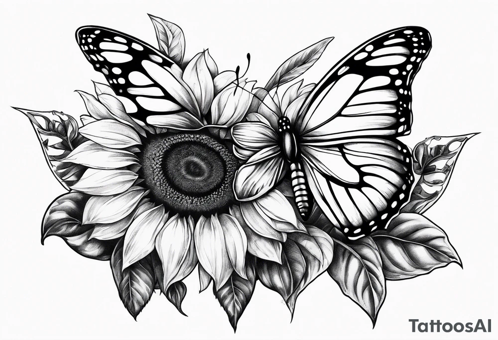 Sunflower, butterfly, book tattoo idea