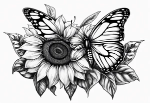 Sunflower, butterfly, book tattoo idea