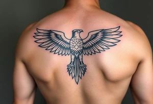 Powerful ancient Iroquois tribal, HAWK, solid flat style, knee placement, simple design, Egyptian eagle tattoo idea