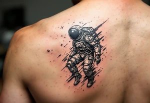 Post apocalyptic astronaut floating in space tattoo idea