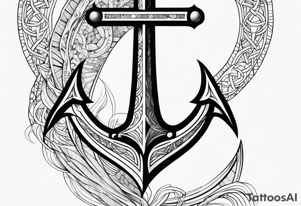 Anchor leg sleeve male geomtric tattoo idea