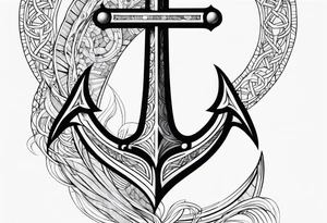 Anchor leg sleeve male geomtric tattoo idea