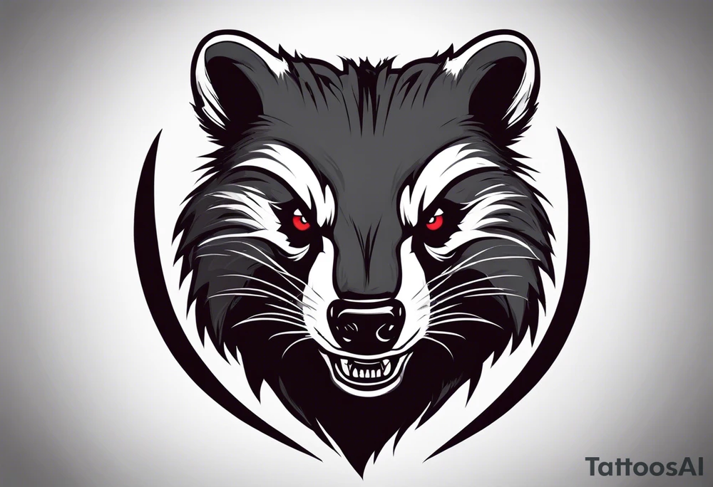 Draw me psychopath badger/Warrior with aggressive full body, killer face with a smile, very long nails and he attacks like a Bloody Gladiator to us and also, he has very deadly looking. He fights with his nails. Everybody scares after their first sight. Give me horror type Badger Tattoo. tattoo idea